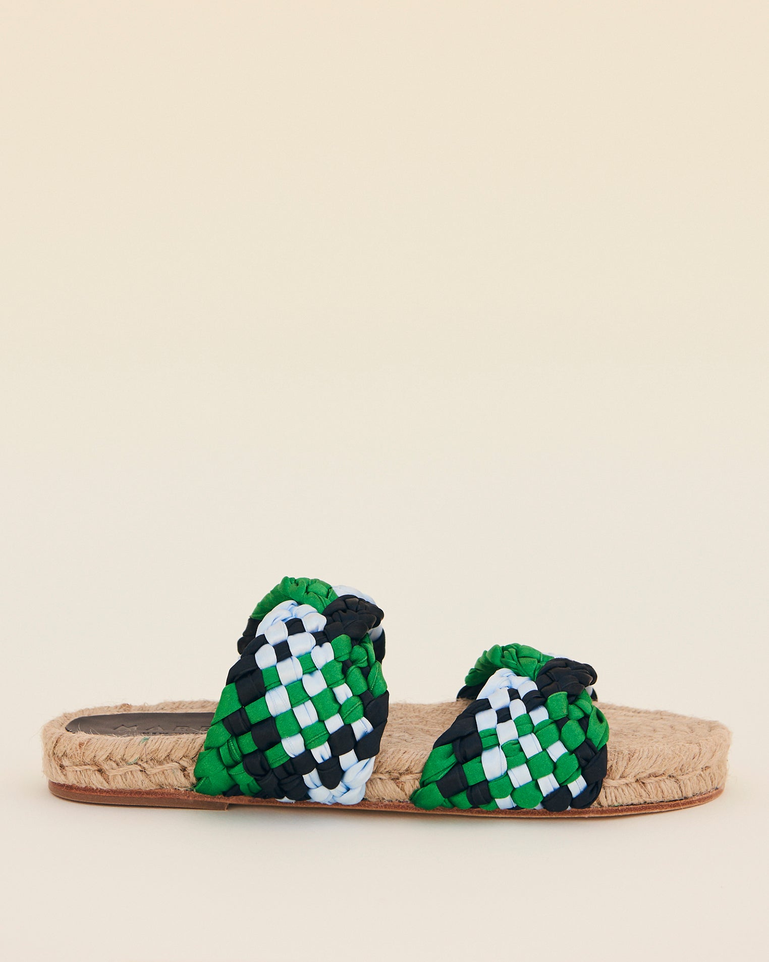 BRAIDED SATIN ESPADRILLE - GREEN/BLUE/BLACK