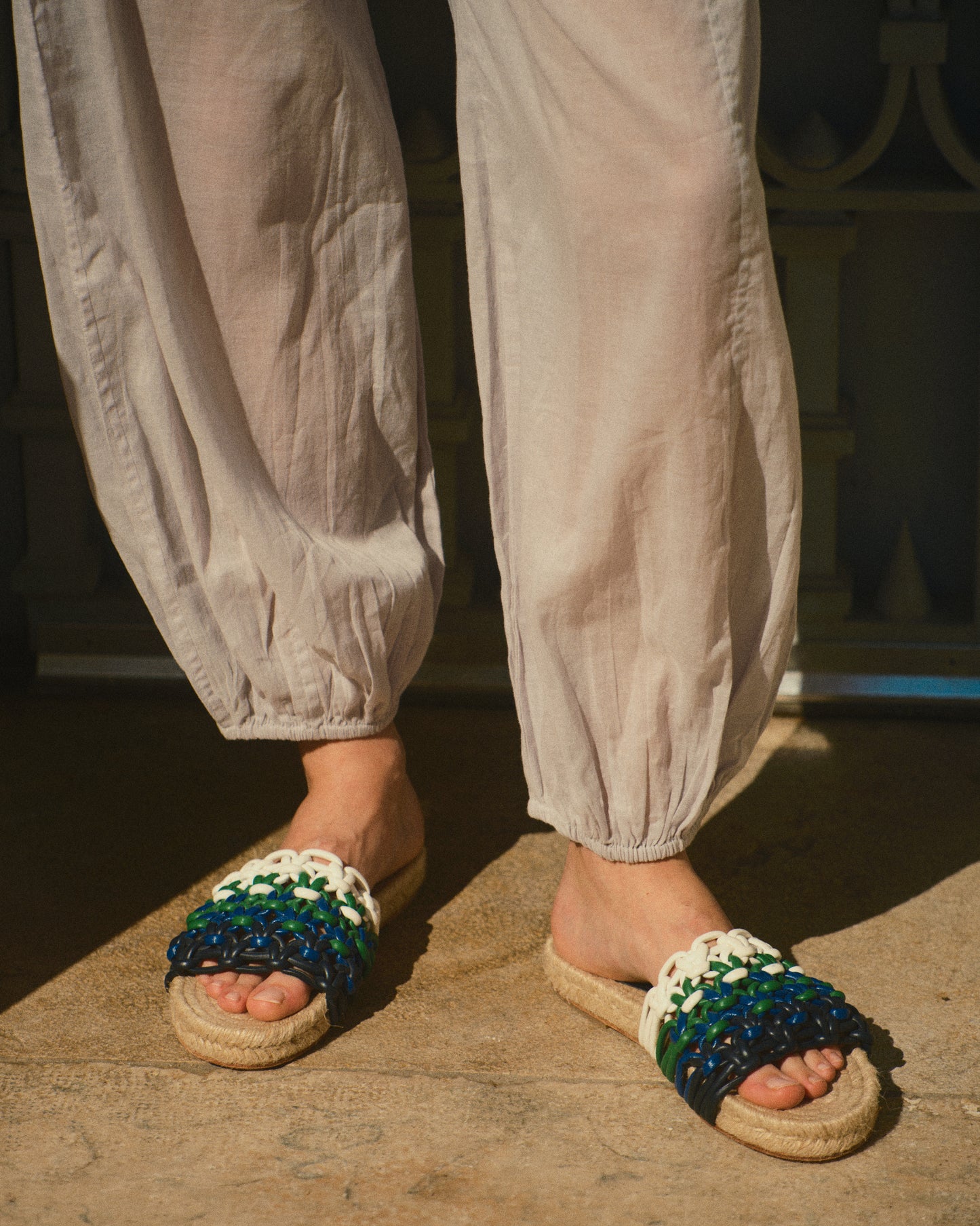 Leather braided espadrille