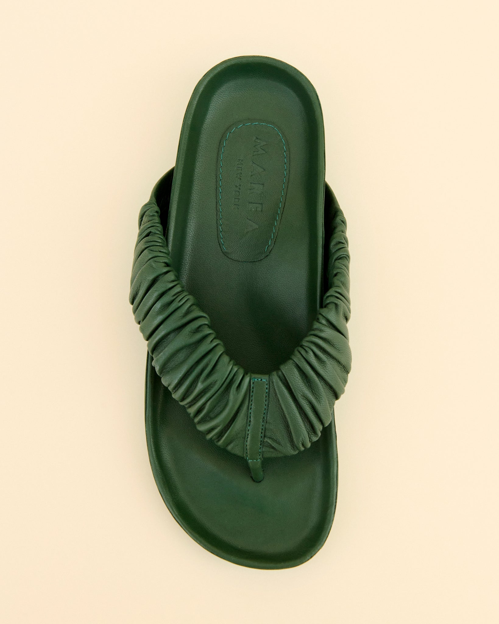 LEATHER FLIP FLOP FOREST GREEN