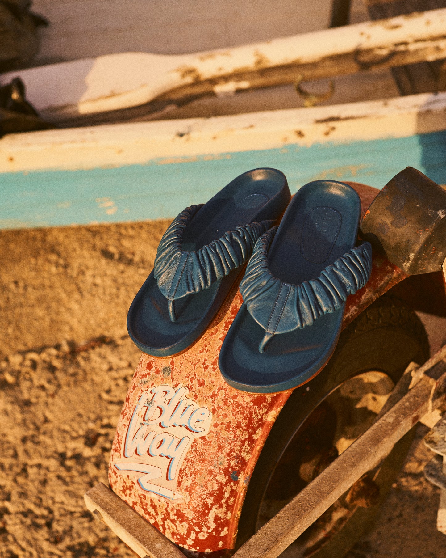 NAPPA-LEDER FLIP-FLOP Blau